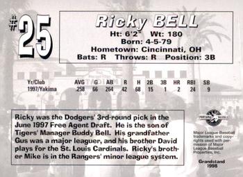 1998 Grandstand San Bernardino Stampede #NNO Ricky Bell Back