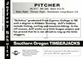 1998 Grandstand Southern Oregon Timberjacks #NNO Jeffrey Schultz Back