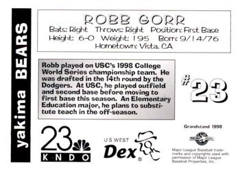 1998 Grandstand Yakima Bears #NNO Robb Gorr Back