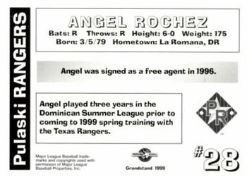 1999 Grandstand Pulaski Rangers #NNO Angel Rochez Back