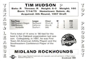 1999 Grandstand Texas League Top Prospects #NNO Tim Hudson Back