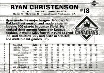 1999 Grandstand Vancouver Canadians #NNO Ryan Christenson Back