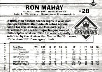 1999 Grandstand Vancouver Canadians #NNO Ron Mahay Back