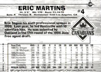 1999 Grandstand Vancouver Canadians #NNO Eric Martins Back