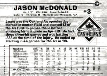 1999 Grandstand Vancouver Canadians #NNO Jason McDonald Back