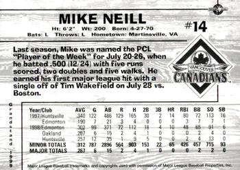 1999 Grandstand Vancouver Canadians #NNO Mike Neill Back