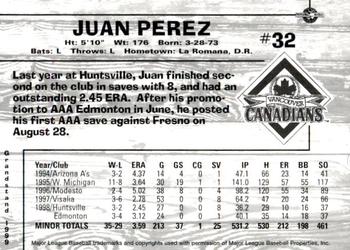 1999 Grandstand Vancouver Canadians #NNO Juan Perez Back