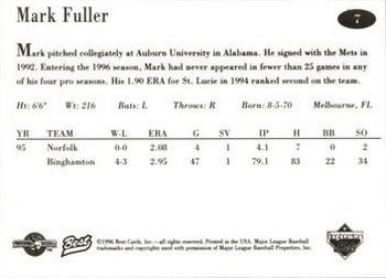 1996 Best Binghamton Mets #7 Mark Fuller Back