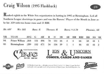 1996 Best Birmingham Barons #28 Craig Wilson Back