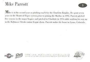 1996 Best Charlotte Knights #3 Mike Parrott Back