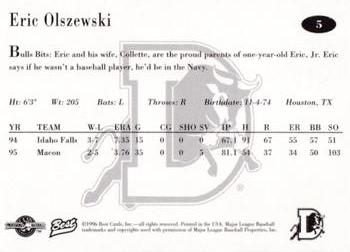 1996 Best Durham Bulls Blue #5 Eric Olszewski Back