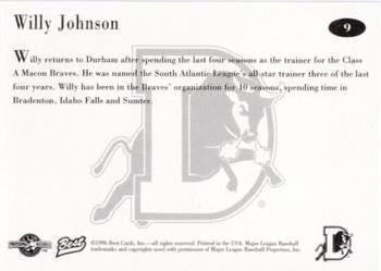 1996 Best Durham Bulls Blue #9 Willy Johnson Back
