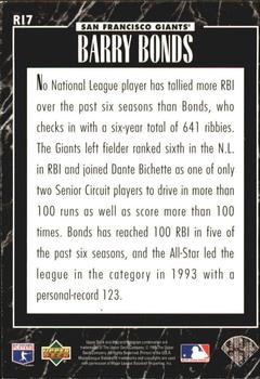 1995 Upper Deck - Predictors Exchange: League Leaders #R17 Barry Bonds Back
