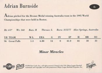 1996 Best Great Falls Dodgers #6 Adrian Burnside Back