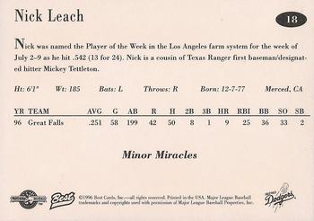 1996 Best Great Falls Dodgers #18 Nick Leach Back