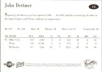 1996 Best Greenville Braves #11 John Dettmer Back