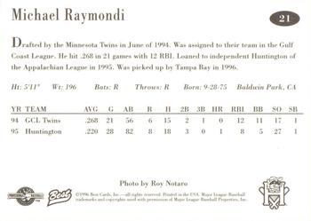 1996 Best Hudson Valley Renegades #21 Michael Raymondi Back