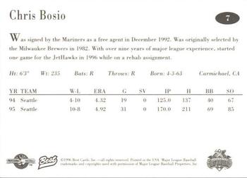 1996 Best Lancaster JetHawks #7 Chris Bosio Back