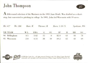 1996 Best Lancaster JetHawks #27 John Thompson Back
