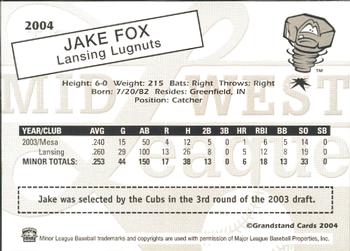 2004 Grandstand Midwest League Top Prospects #NNO Jake Fox Back