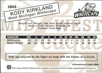 2004 Grandstand Midwest League Top Prospects #NNO Kody Kirkland Back