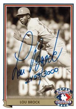 1992 Upper Deck - Heroes of Baseball Autographed #H6 Lou Brock Front