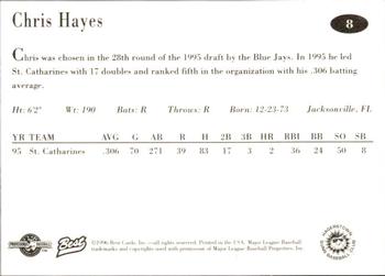 1996 Best Hagerstown Suns #8 Chris Hayes Back