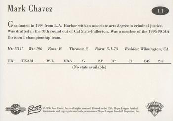 1996 Best Lethbridge Black Diamonds #11 Mark Chavez Back