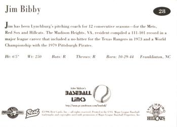 1996 Best Lynchburg Hillcats #28 Jim Bibby Back