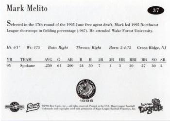 1996 Best Midwest League All-Stars #37 Mark Melito Back