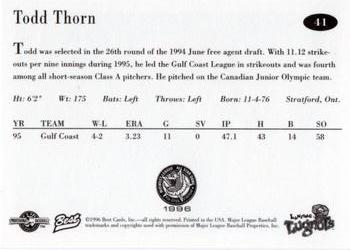 1996 Best Midwest League All-Stars #41 Todd Thorn Back