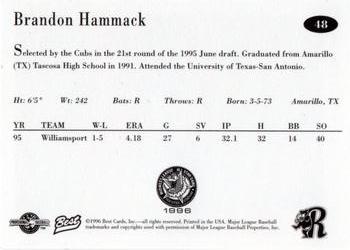 1996 Best Midwest League All-Stars #48 Brandon Hammack Back