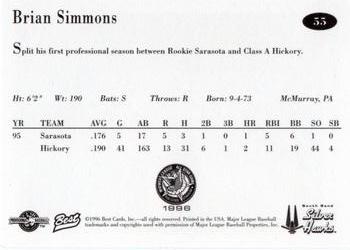 1996 Best Midwest League All-Stars #55 Brian Simmons Back