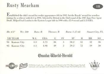 1996 Best Omaha Royals #18 Rusty Meacham Back
