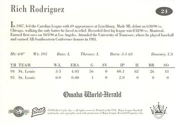 1996 Best Omaha Royals #24 Rich Rodriguez Back