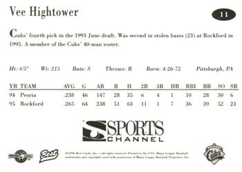 1996 Best Orlando Cubs #11 Vee Hightower Back