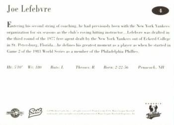 1996 Best Phoenix Firebirds #4 Joe Lefebvre Back