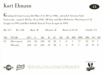 1996 Best Phoenix Firebirds #15 Kurt Ehmann Back