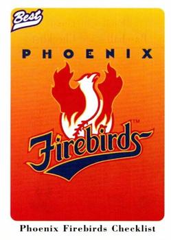 1996 Best Phoenix Firebirds #30 Checklist Front