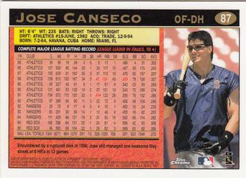 1997 Topps Chrome #87 Jose Canseco Back