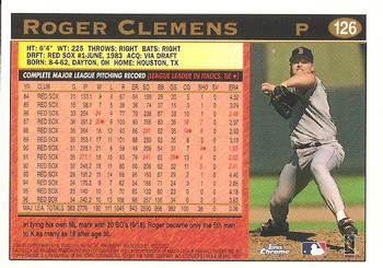 1997 Topps Chrome #126 Roger Clemens Back