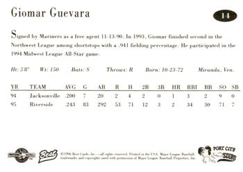 1996 Best Port City Roosters #14 Giomar Guevara Back