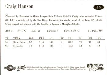 1996 Best Port City Roosters #15 Craig Hanson Back