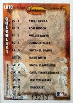1993 Ted Williams - Gene Locklear Collection #LC10 Checklist Back