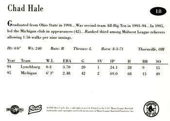 1996 Best Sarasota Red Sox #18 Chad Hale Back