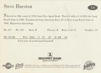 1996 Best Spokane Indians #14 Steve Hueston Back
