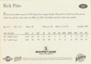 1996 Best Spokane Indians #21 Rick Pitts Back