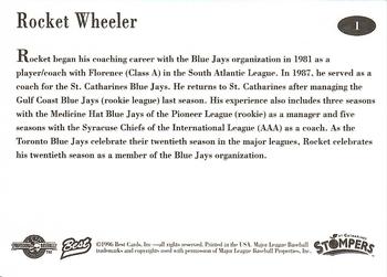1996 Best St. Catharines Stompers #1 Rocket Wheeler Back