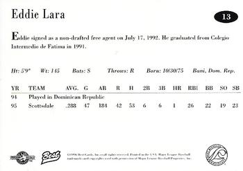 1996 Best West Michigan Whitecaps #13 Eddie Lara Back