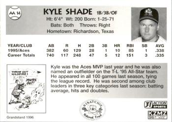 1996 Grandstand Alexandria Aces Smokey #AA14 Kyle Shade Back